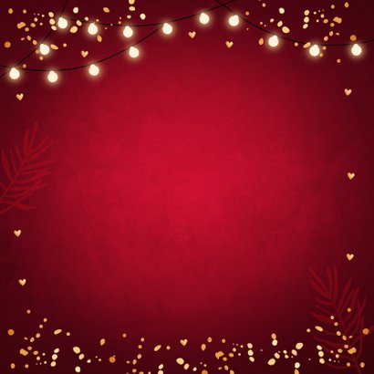 Kerstkaart rood fotocollage confetti goudlook 2