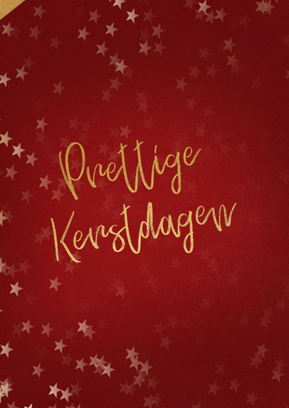 Kerstkaart rood met foto en goud 2