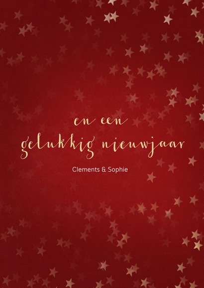 Kerstkaart rood met kerstster van goud - Een gouden kerst 3
