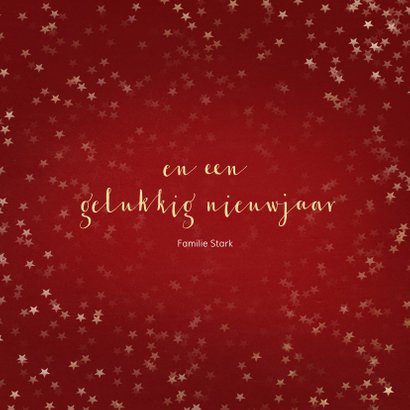 Kerstkaart rood met ster van goud - Een gouden kerst 3