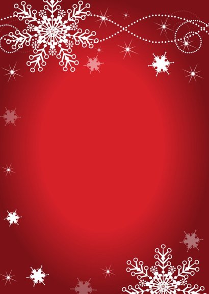 Kerstkaart rood sneeuwvlokken fotocollage 2
