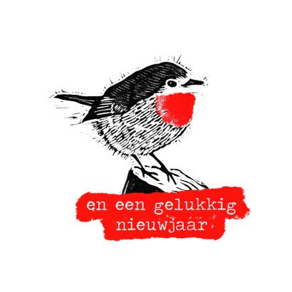 Kerstkaart roodborstje linosnede 2