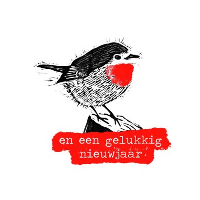 Kerstkaart roodborstje linosnede 2
