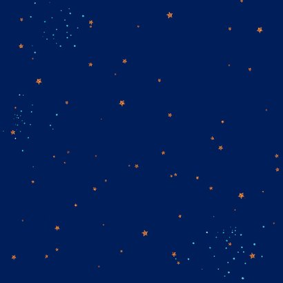Kerstkaart roodborstje op donkerblauw met glitter Achterkant