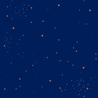 Kerstkaart roodborstje op donkerblauw met glitter Achterkant