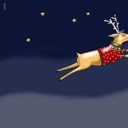 Kerstkaart - Rudolph in glazen kerstbal 2