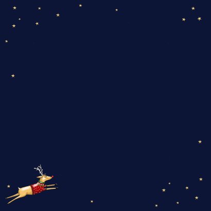Kerstkaart - Rudolph in glazen kerstbal Achterkant