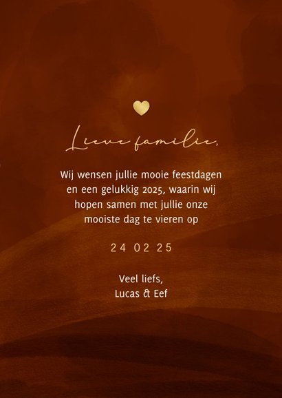 Kerstkaart Save our date met foto en hart op achtergrond 3