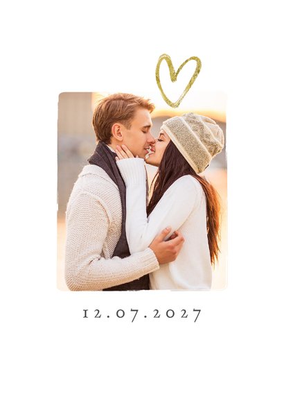 Kerstkaart save the date goud sterren hartje fotocollage 2