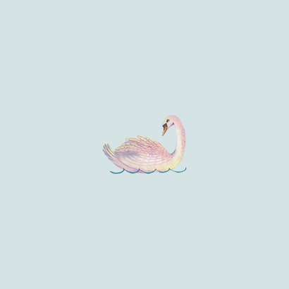 Kerstkaart 'seven swans a swimming' illustratie Achterkant