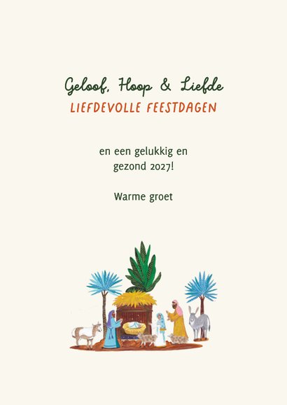 Kerstkaart sfeervolle kerststal met kindje Jezus 3