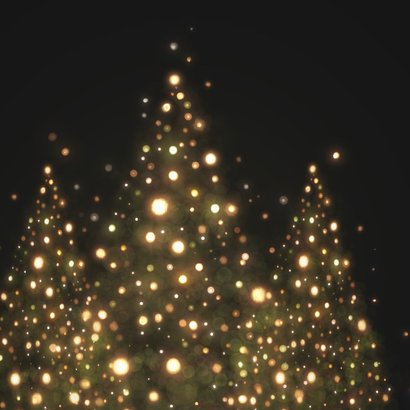 Kerstkaart silhouet kerstbomen met gouden lampjes 2