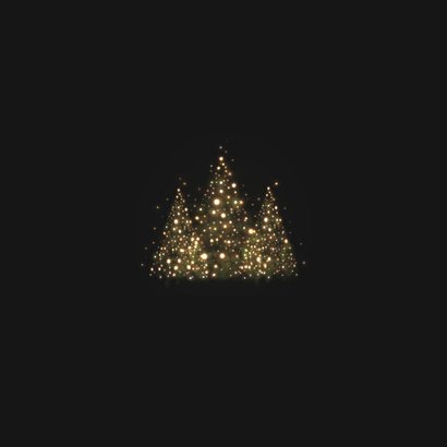 Kerstkaart silhouet kerstbomen met gouden lampjes Achterkant