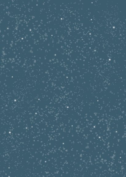 Kerstkaart silhouet landschap blauw-wit Achterkant