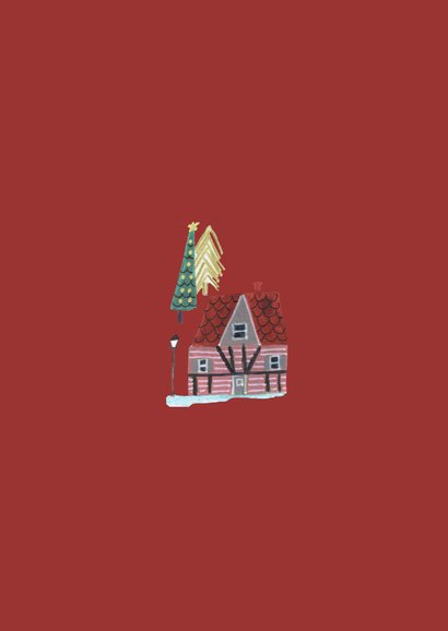 Kerstkaart ski landschap illustratie 2