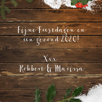 Kerstkaart sneeuw op hout 2020 3