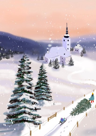 Kerstkaart sneeuwlandschap 2
