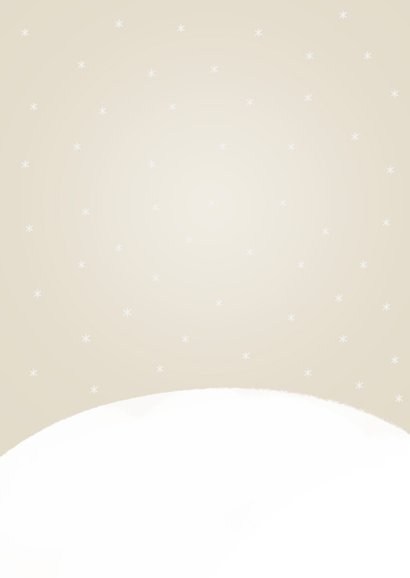 Kerstkaart sneeuwpop warme kerstknuffel beige Achterkant