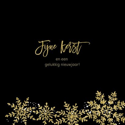 Kerstkaart sneeuwvlokken goud glitter 3