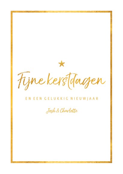 Kerstkaart staand fijne kerstdagen met foto en gouden kader 3