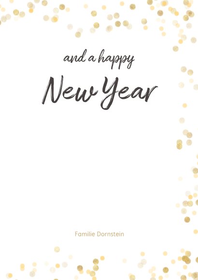 Kerstkaart staand met gouden confetti 3