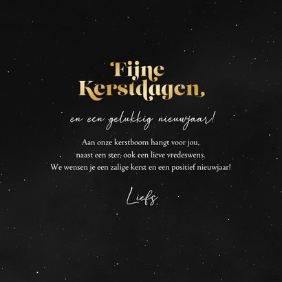 Kerstkaart ster fijne kerstdagen gelukkig 2025 goud 3