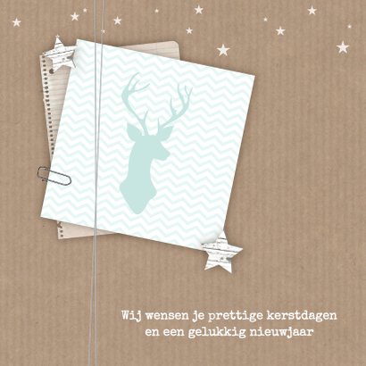 Kerstkaart ster hert foto mint 2