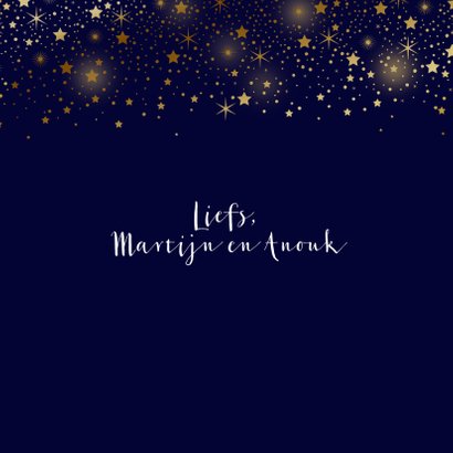 Kerstkaart sterren goud glitterlook 3