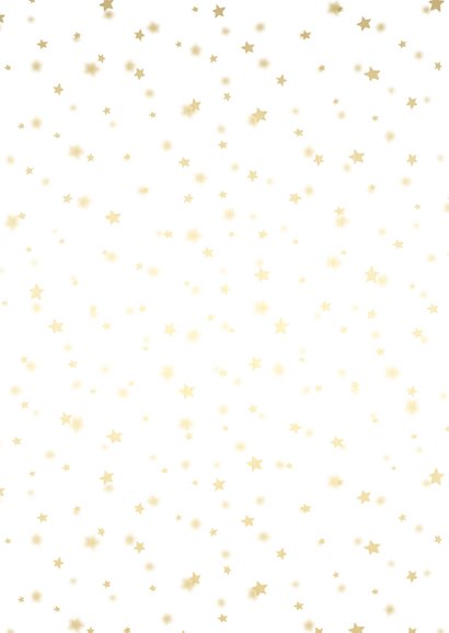 Kerstkaart sterren met gouden accent en foto Achterkant