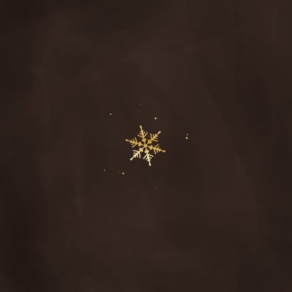 Kerstkaart stijlvol 2026 bruin met sneeuwvlokjes goud Achterkant