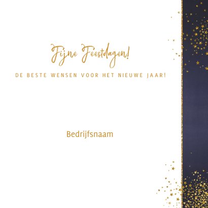 Kerstkaart stijlvol blauw gouden sterren en wereldbol 2021 3