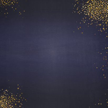 Kerstkaart stijlvol blauw gouden sterren en wereldbol 2021 Achterkant