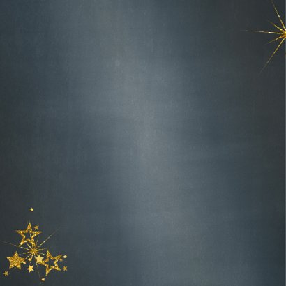 Kerstkaart stijlvol blauw met foto en goud sterren 2021 2