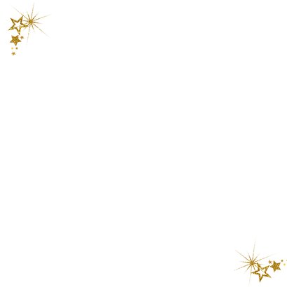 Kerstkaart stijlvol blauw met foto en goud sterren 2027 Achterkant