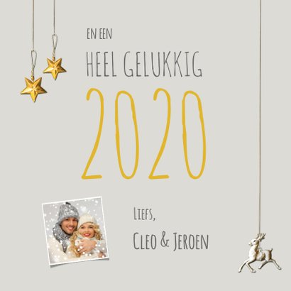 Kerstkaart stijlvol eigen foto's en rendier 3