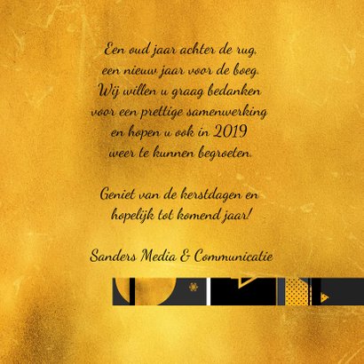 Kerstkaart stijlvol goud 2019 3