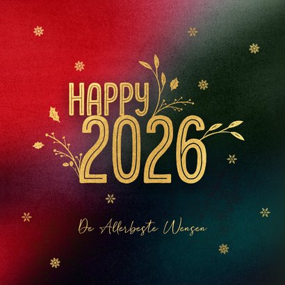 Kerstkaart stijlvol goud 2026 typografie 2