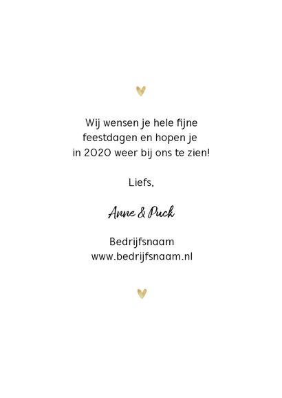 Kerstkaart stijlvol goud foto's hartjes 3