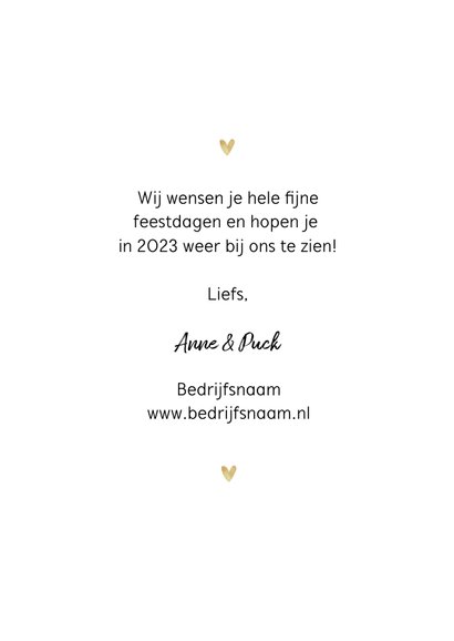 Kerstkaart stijlvol goud foto's hartjes 3