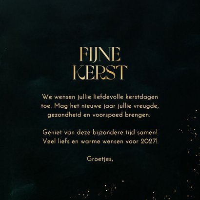 Kerstkaart stijlvol grote tekst fijne kerst groen goud 3