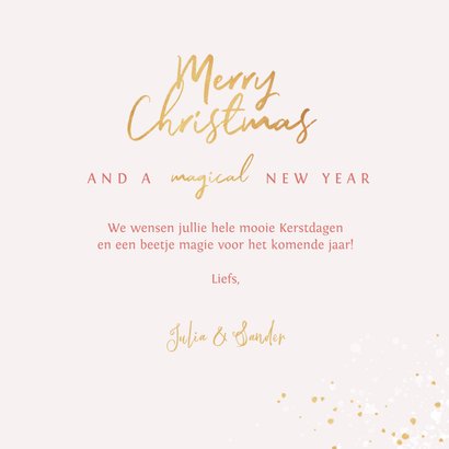 Kerstkaart stijlvol kerstbomen roze goud magisch 3