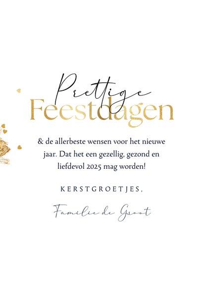 Kerstkaart stijlvol kerstknuffel goud hartjesconfetti 3