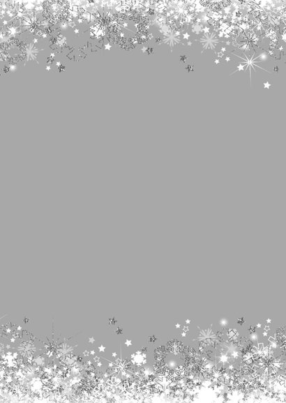 Kerstkaart stijlvol met sterren en sneeuw zilver wit 2