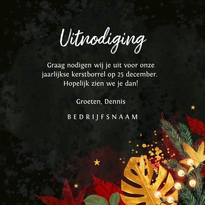 Kerstkaart stijlvol red velvet botanisch goud borrel 3