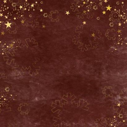 Kerstkaart stijlvol roestbruin gouden sterren en foto 2