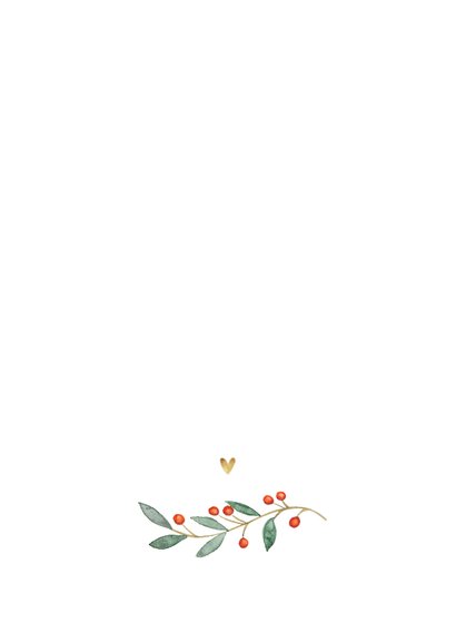 Kerstkaart stijlvol waterverf illustraties foto hartje goud Achterkant