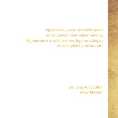 Kerstkaart stijlvolle goudkleurige kaart 2020 3