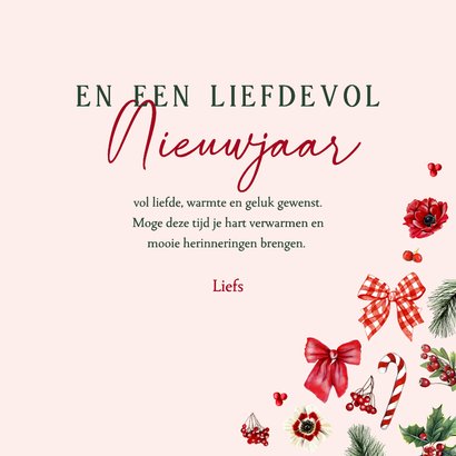 Kerstkaart strikjes en kerstballen met kersttakken 3