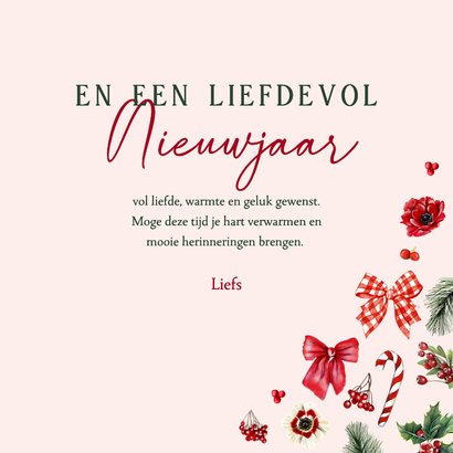 Kerstkaart strikjes en kerstballen met kersttakken 3