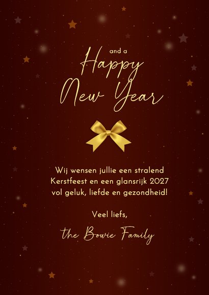 Kerstkaart strikken boom goudlook 3